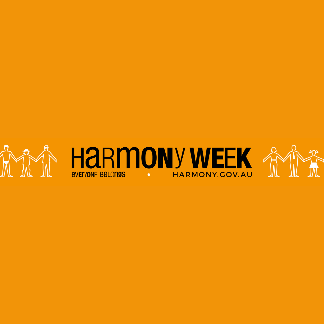 Harmony Week logo in orange and black 