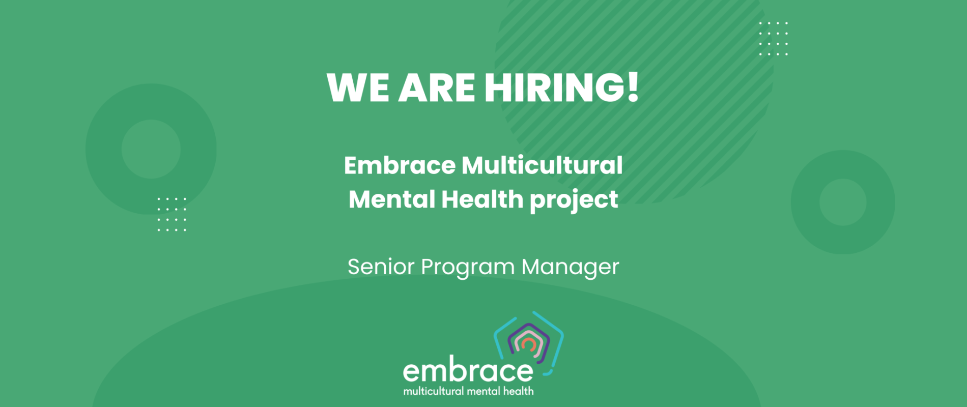 Job Vacancy: Embrace Multicultural Mental Health project, Senior Program Manager